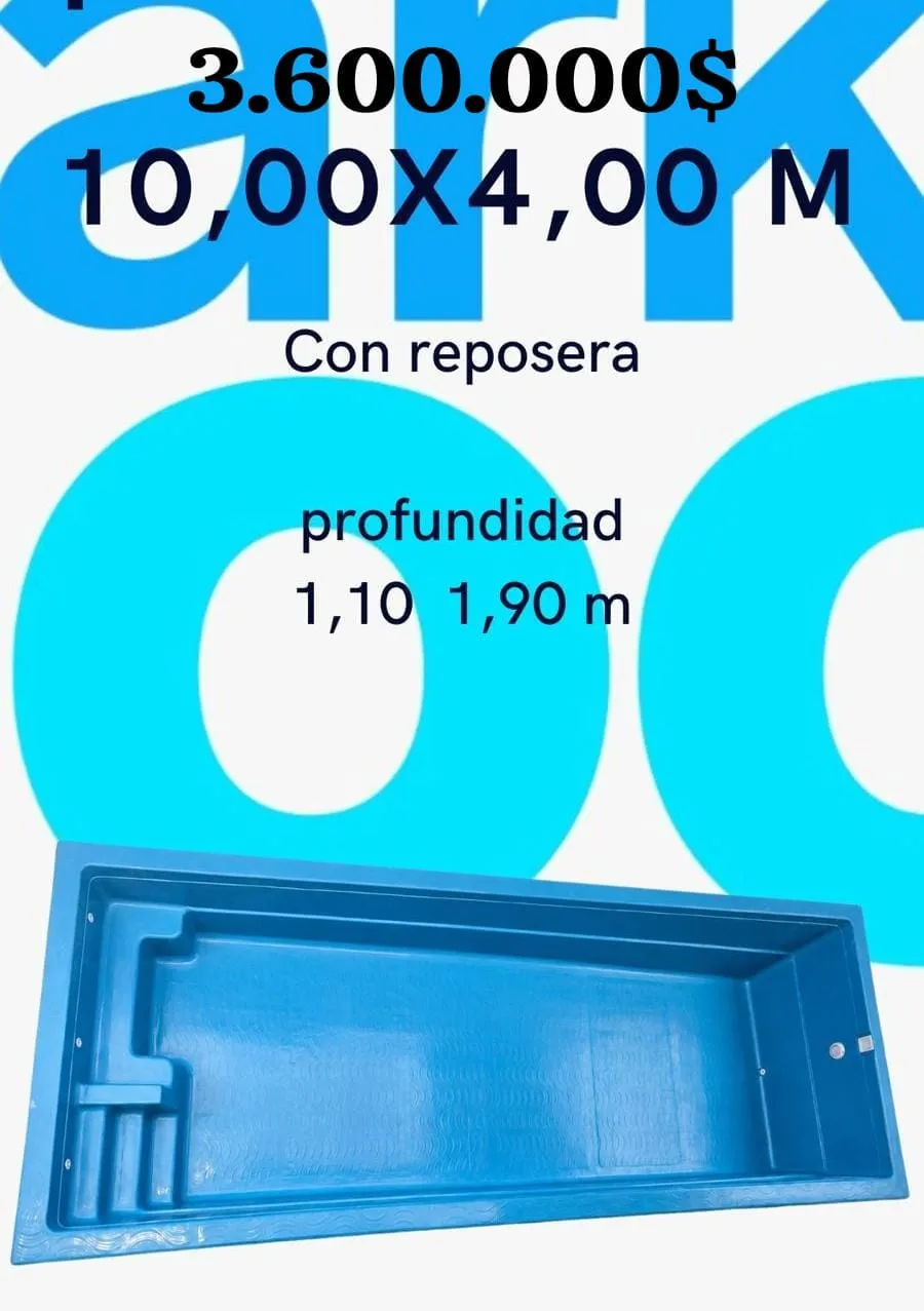 Piscina de sobredimensión de 10 por 4 metros con reposera incorporada