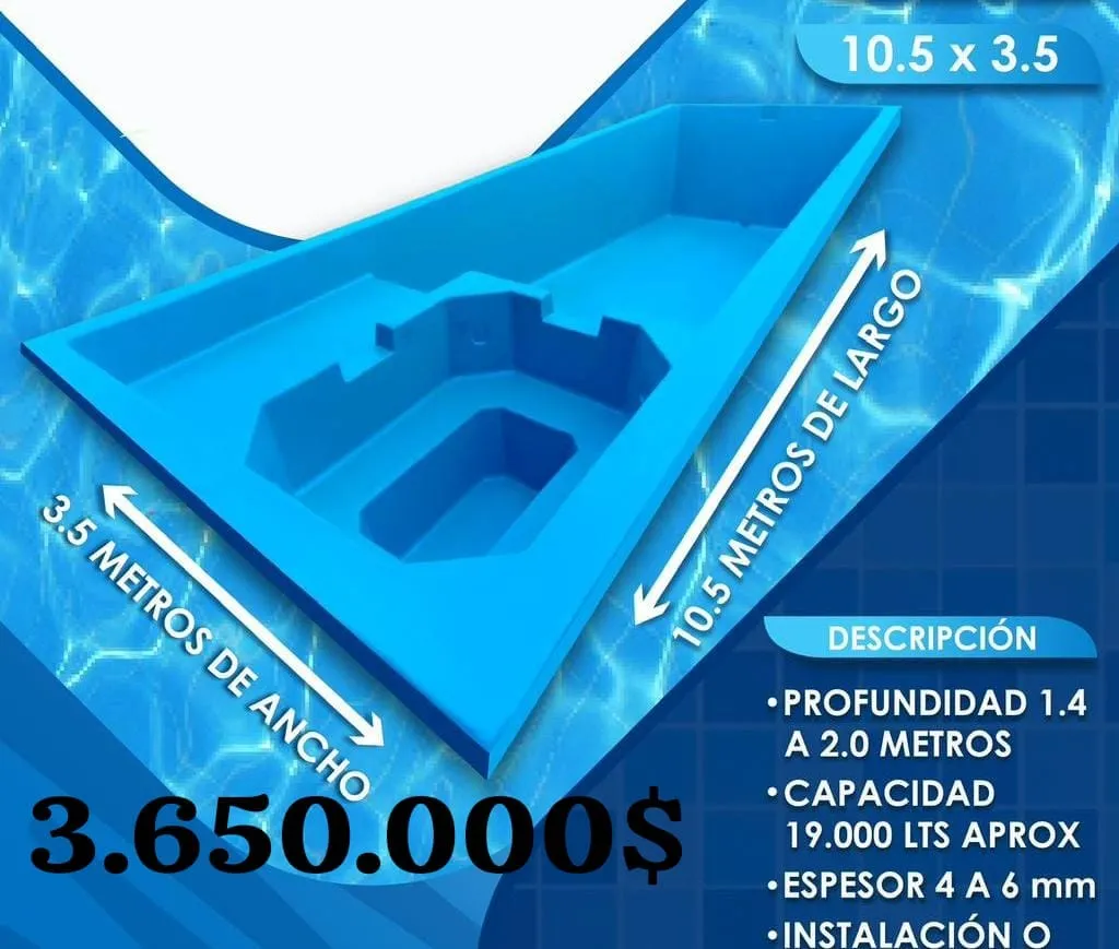 Piscina de sobredimensión de 10,50 por 3,50 metros con área circular integrada