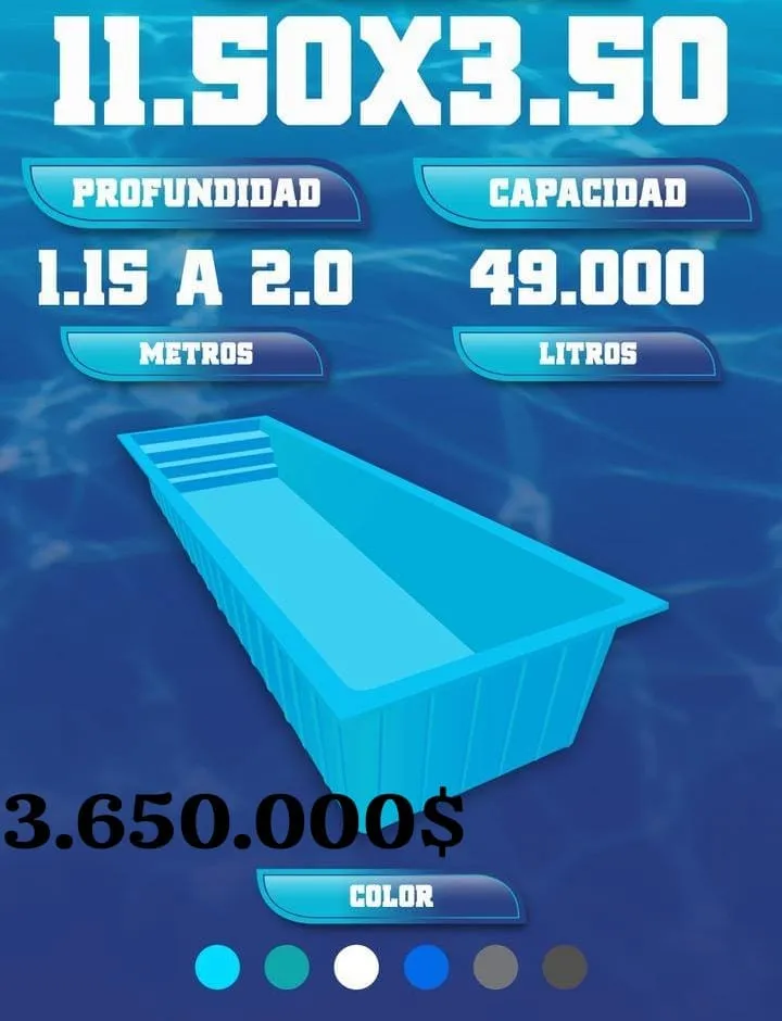 Piscina de sobredimensión de 11,50 por 3,50 metros con carril de nado amplio