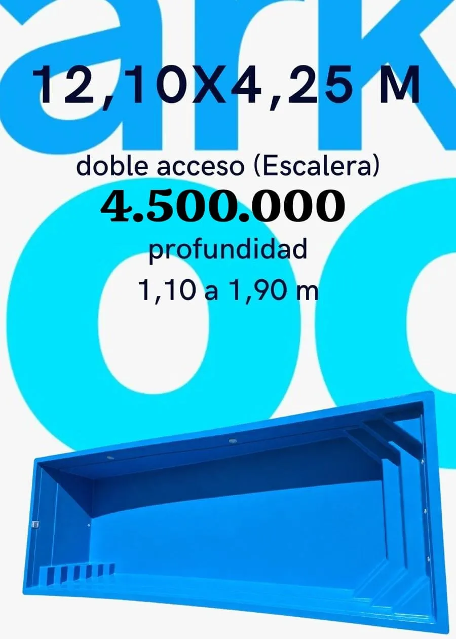 Piscina de sobredimensión de 12,10 por 4,25 metros con doble acceso por escalera