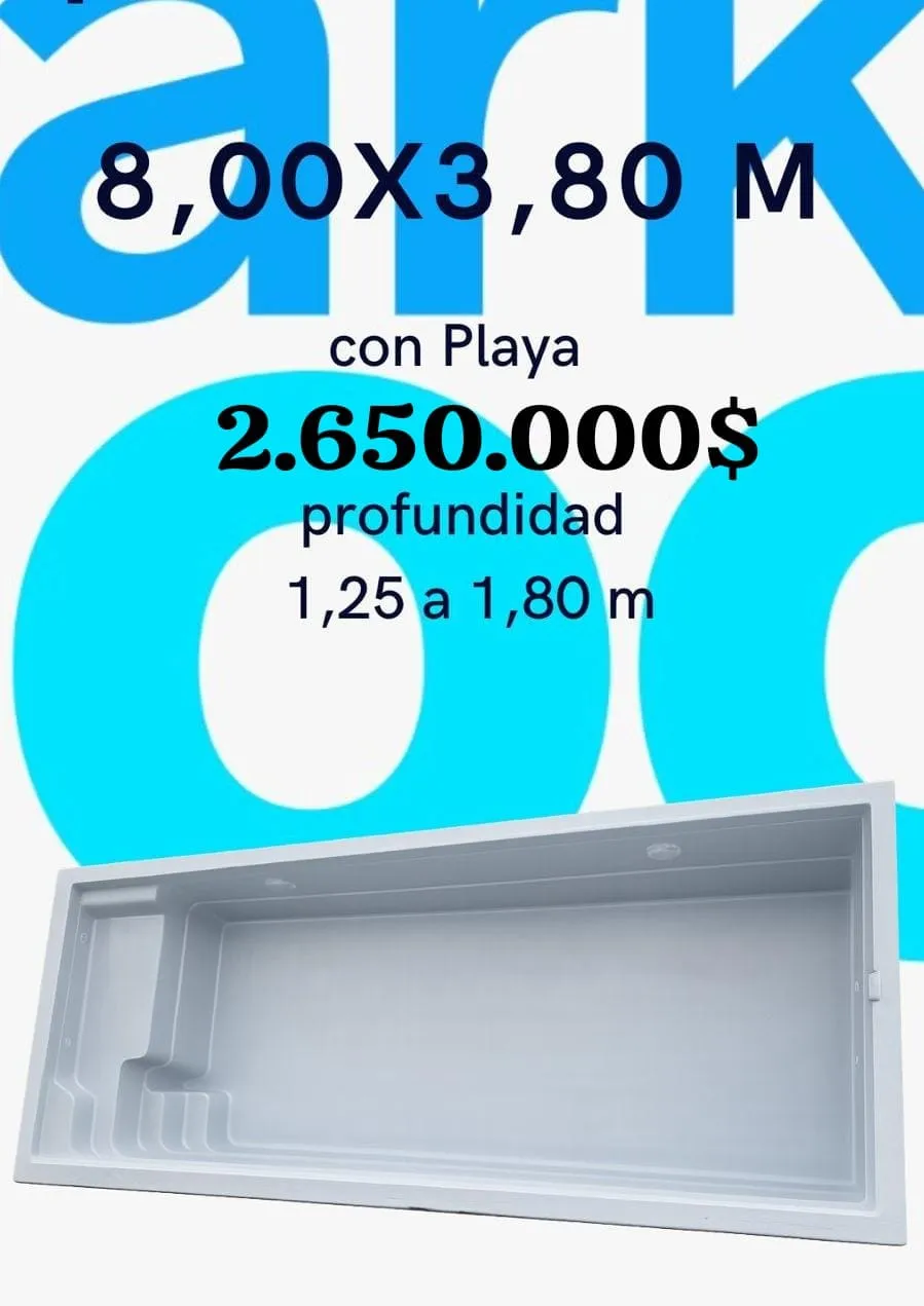 Piscina de sobredimensión de 8 por 3,80 metros con playa de acceso integrada